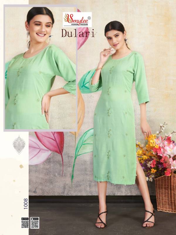 Smylee Dulari heavy Rayon Designer Kurti Regular Wear Reyon Kurtis Collections Available in wholesale price